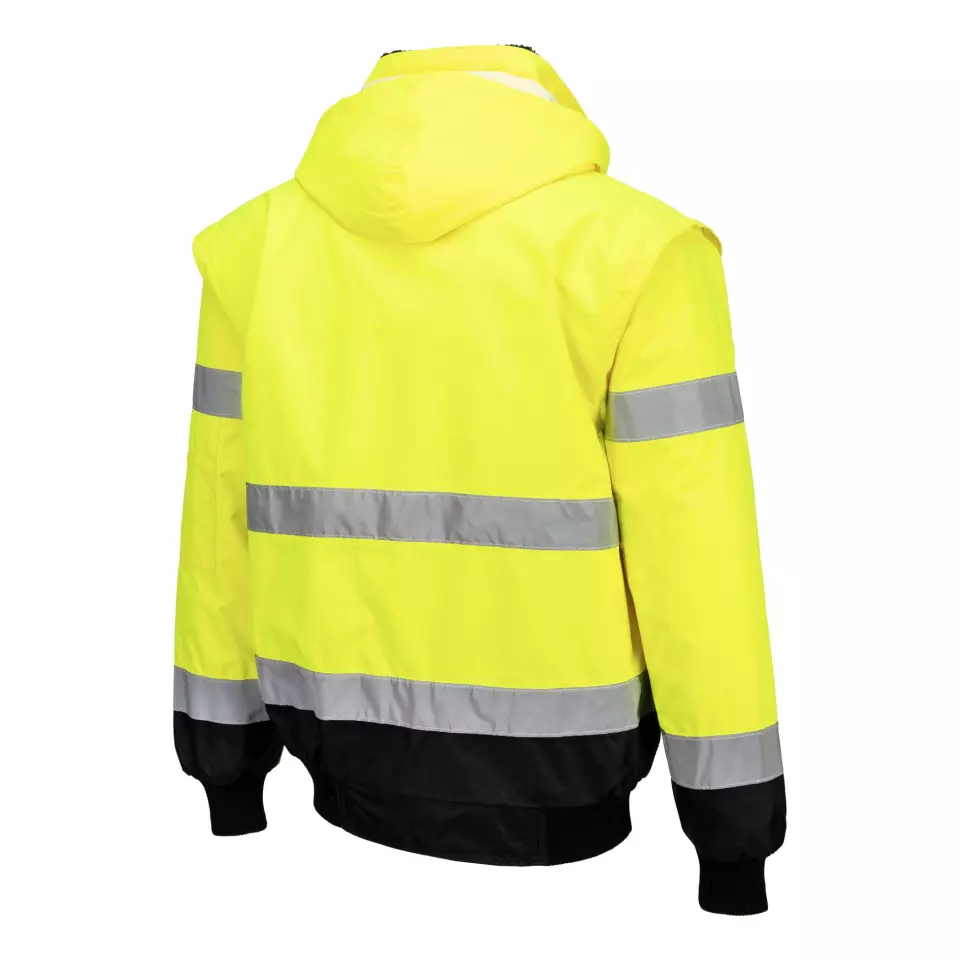Portwest C465YBR, Hi-Vis 3-in-1 Contrast Bomber Jacket, Yellow/Black, image 4, gallery thumbnail