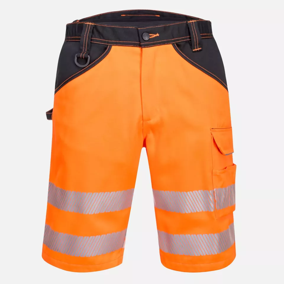 Portwest PW348OBR, PW3 Hi-Vis Shorts, Orange/Black, image 1, gallery thumbnail