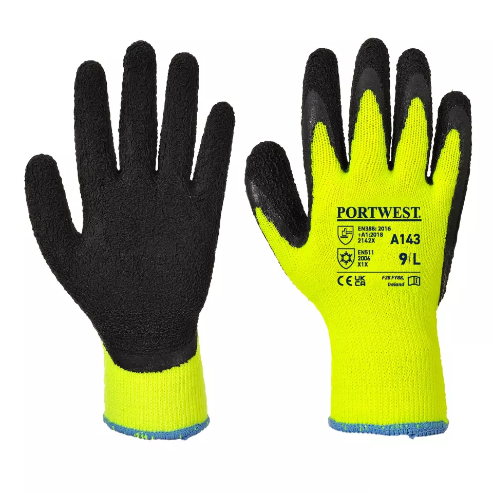 Portwest A143Y8R, Thermal Soft Grip Glove, Yellow/Black, image 1, gallery thumbnail
