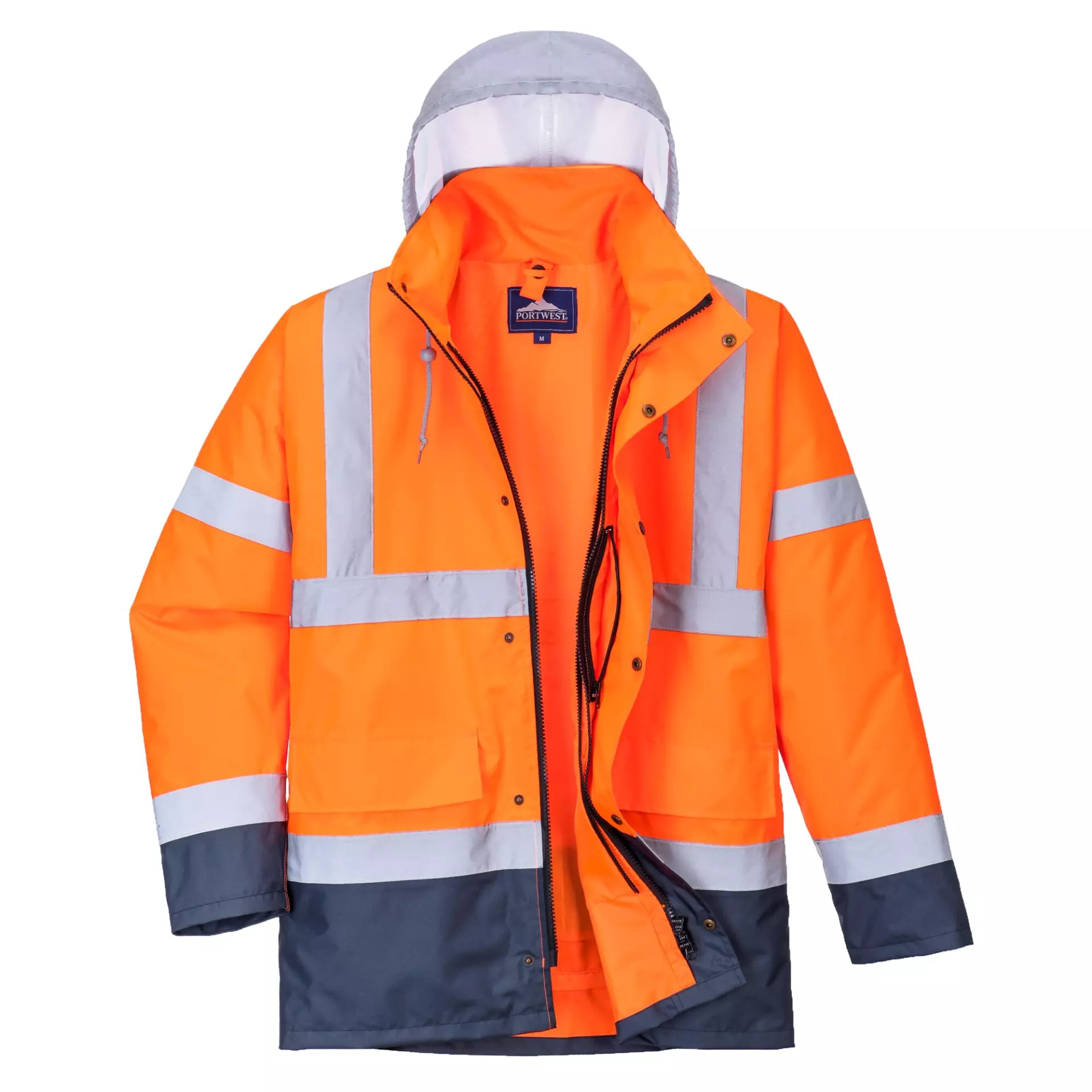 Portwest S471ONR, Hi-Vis 4-in-1 Contrast Traffic Jacket, Orange/Navy, image 5