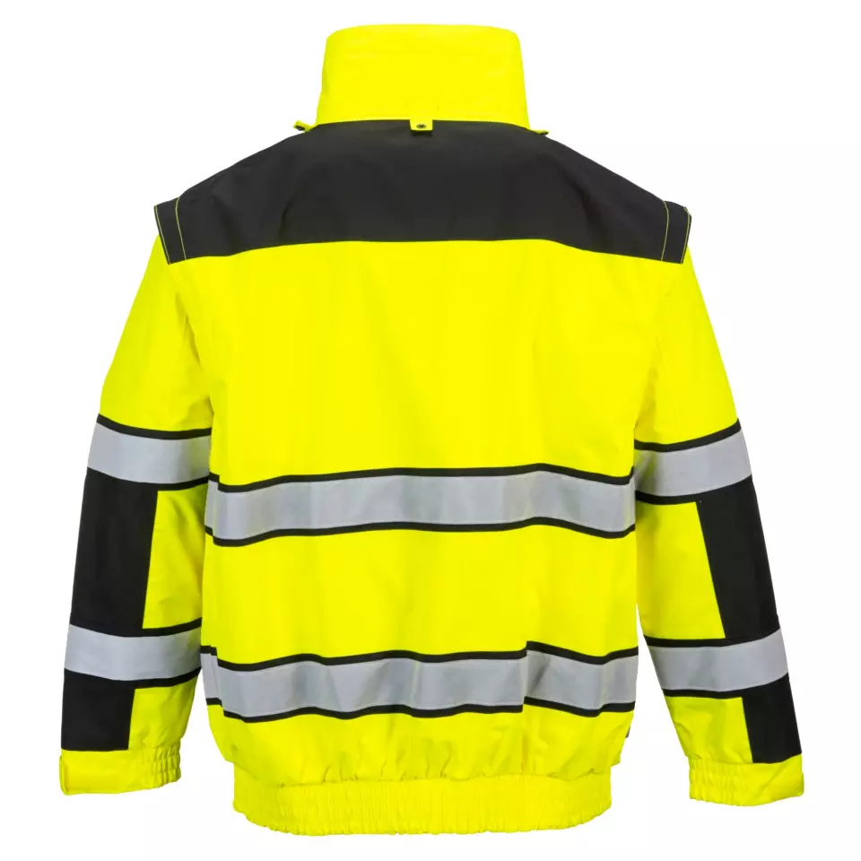 Portwest C466YBR, Hi-Vis 3-in-1 Contrast Winter Bomber Jacket, Yellow/Black, image 4, gallery thumbnail