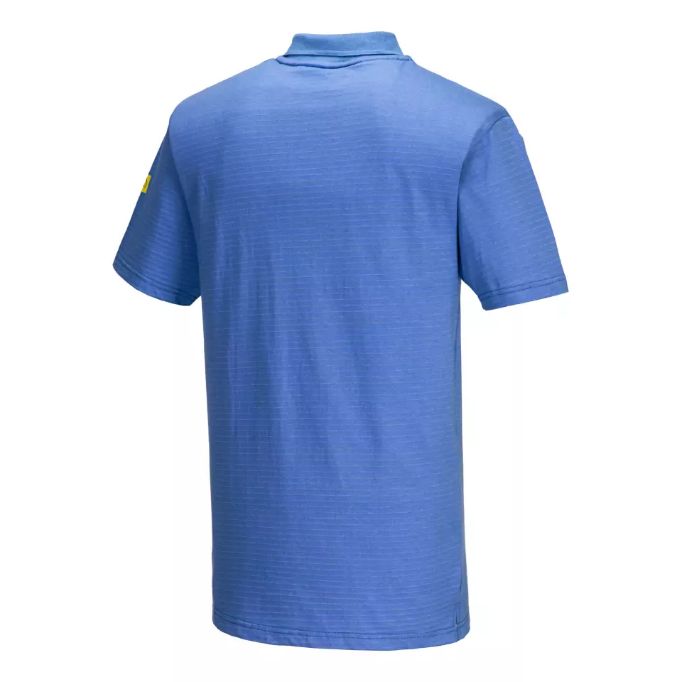 Portwest AS21HBR, Anti-Static ESD Polo Shirt S/S, Hamilton Blue, image 3, gallery thumbnail