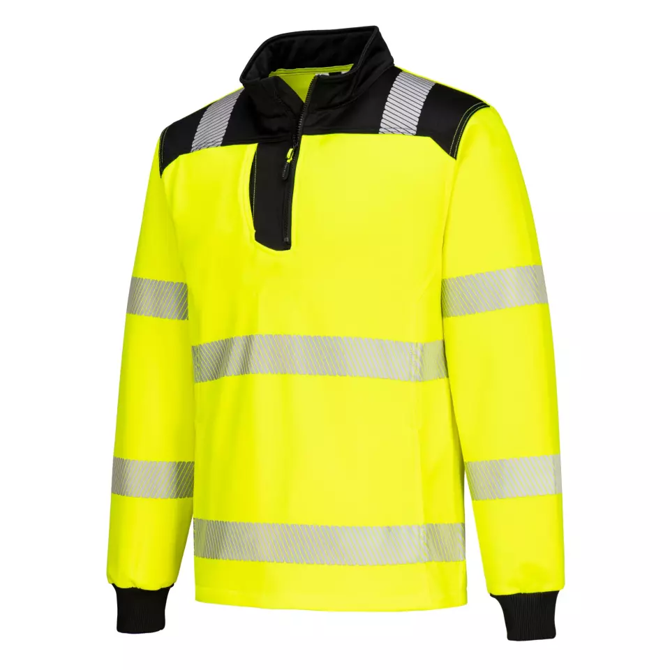Portwest PW326YBR, PW3 Hi-Vis 1/4 Zip Sweatshirt, Yellow/Black, image 3, gallery thumbnail