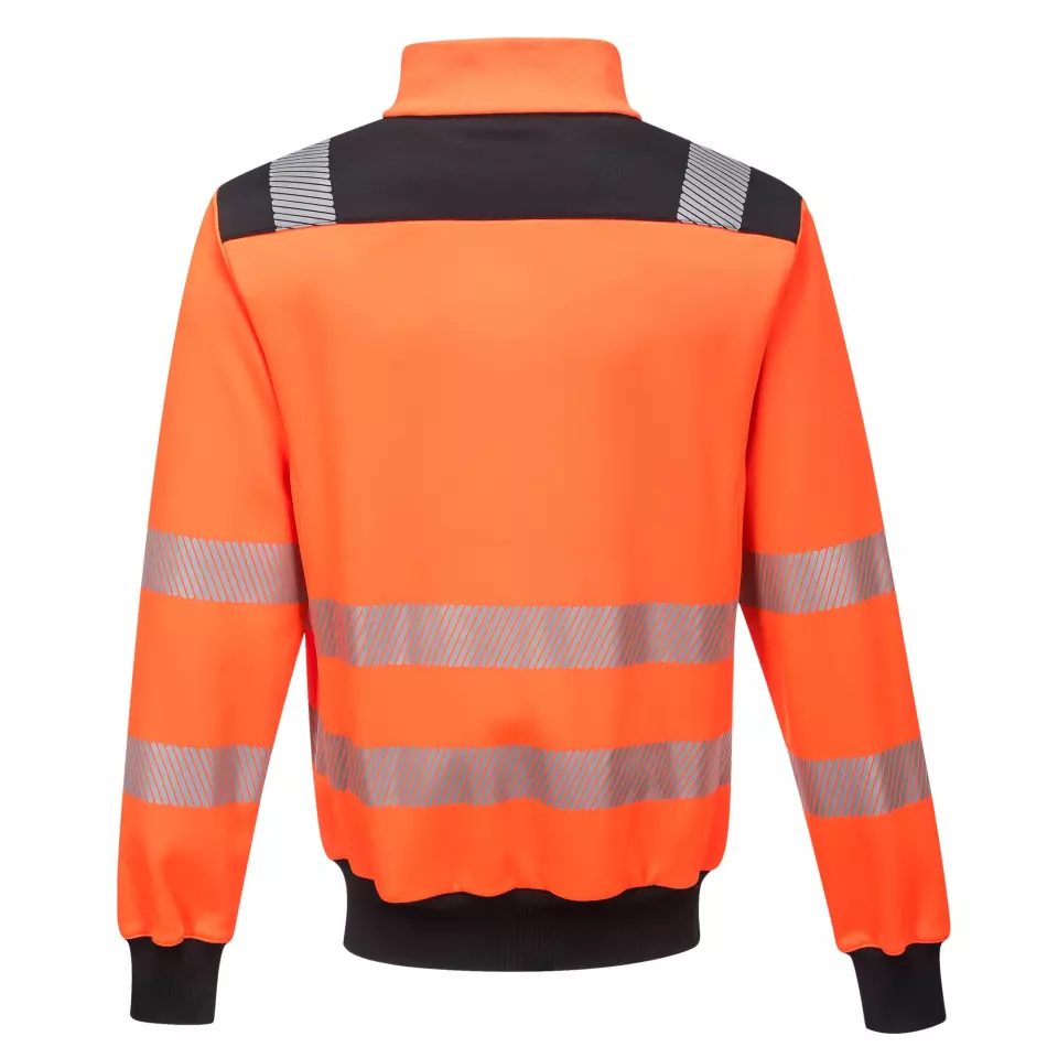 Portwest PW370OBR, PW3 Hi-Vis Zip Sweatshirt, Orange/Black, image 2, gallery thumbnail