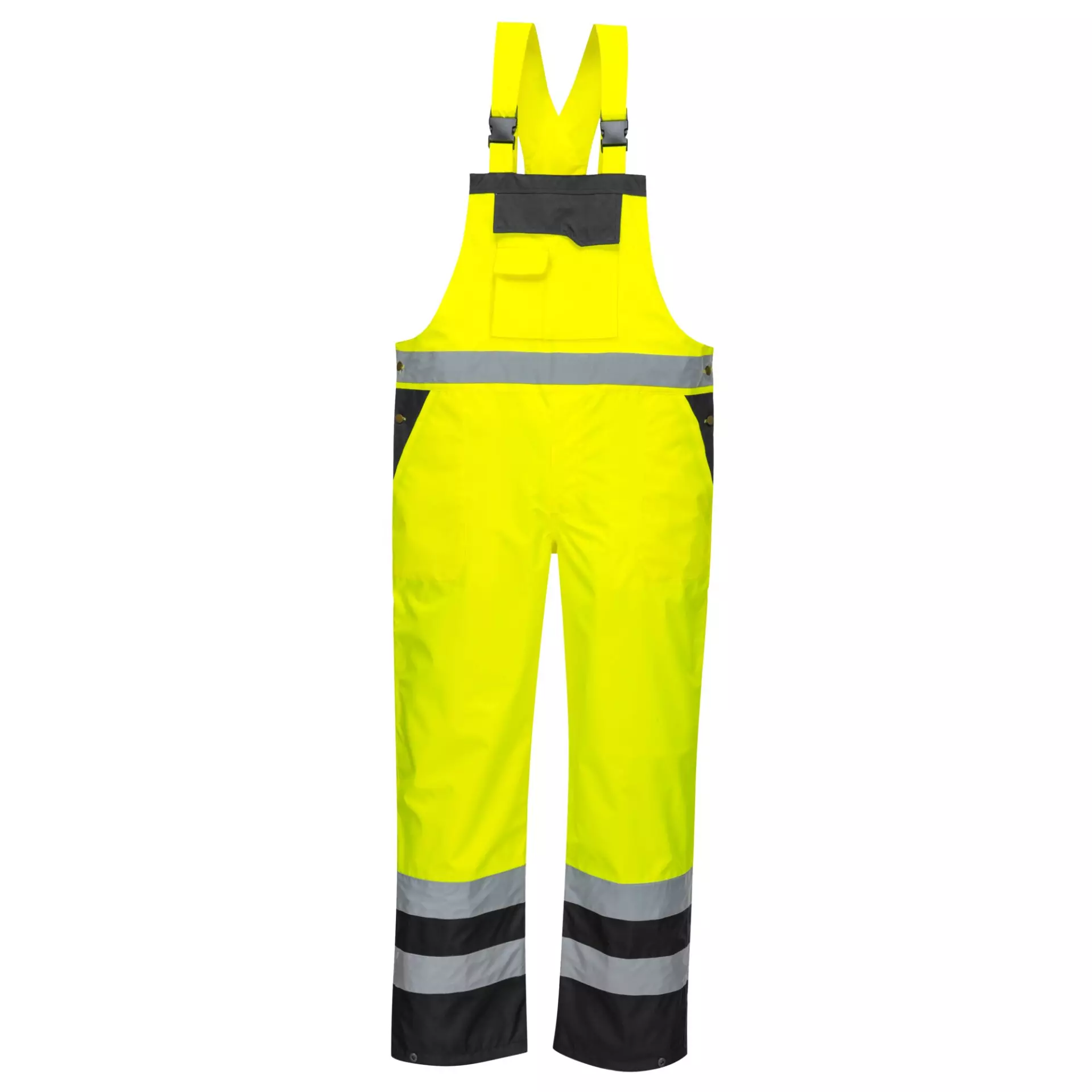 Portwest S488YBR, Hi-Vis Breathable Contrast Rain Bib and Brace, Yellow/Black, image 1