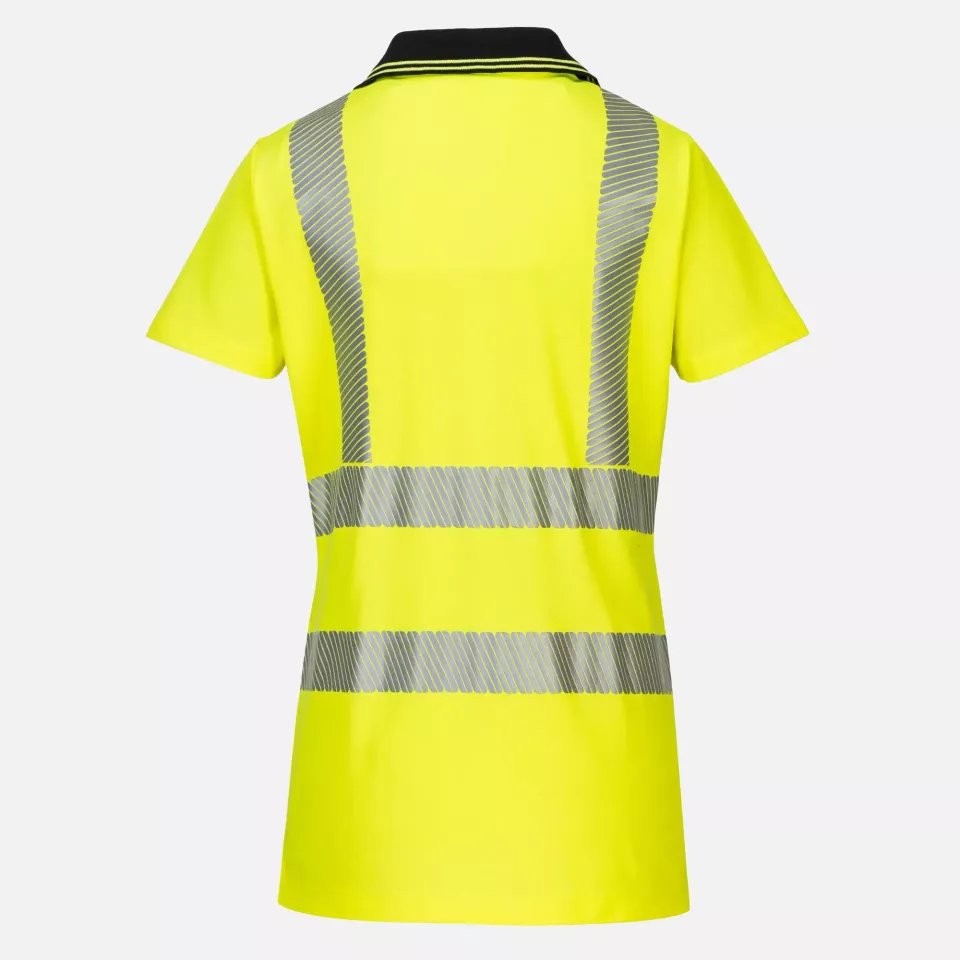 Portwest LW72YBR, Hi-Vis Women's Cotton Comfort Pro Polo Shirt S/S, Yellow/Black, image 2, gallery thumbnail