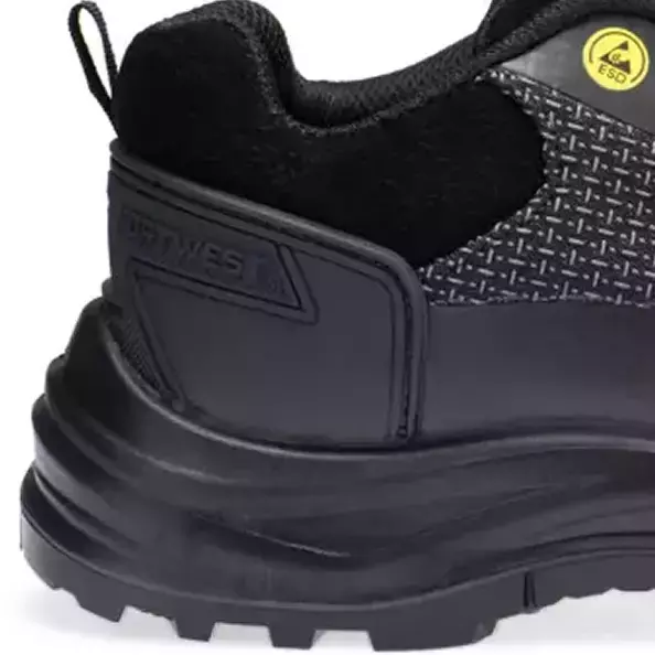 The **energy absorbing seat region** in the heel works to reduce the impact of each step. This feature helps to reduce foot fatigue and provides a more comfortable walking experience, offering stability and support during long hours on your feet.