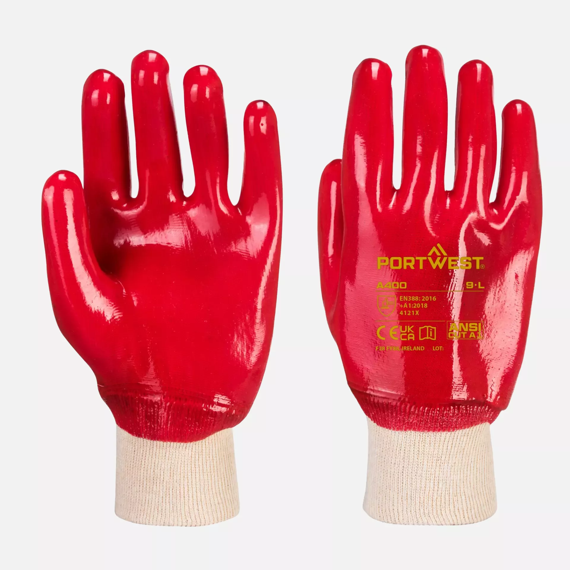 Portwest A400RER, PVC Knitwrist, Red, image 3
