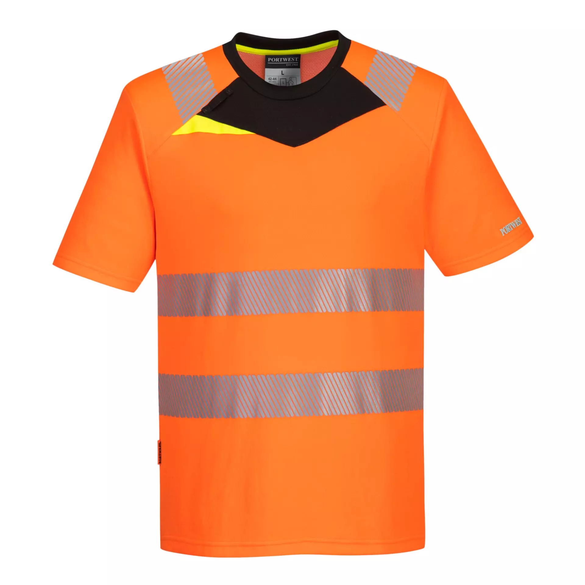 Portwest DX413OBR, DX4 Hi-Vis T-Shirt Kurzarm, Orange/Schwarz