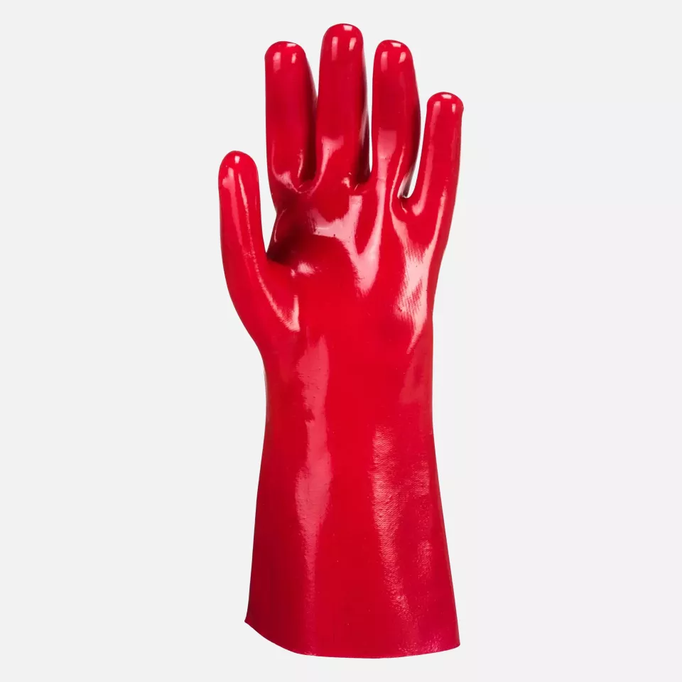 Portwest A435RER, Grip 12 PVC Gauntlet 35cm, Size XL, Red, image 2, gallery thumbnail