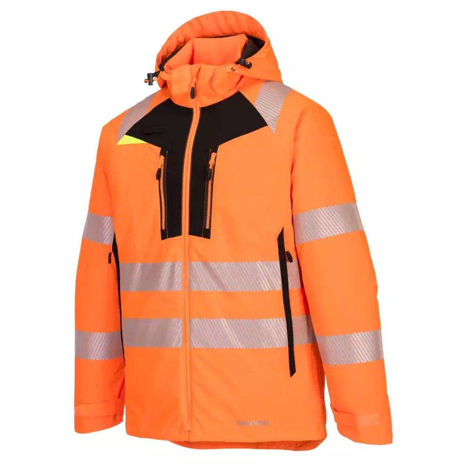 Portwest DX461OBR, DX4 Hi-Vis Winter Jacket, Orange/Black, image 4, gallery thumbnail