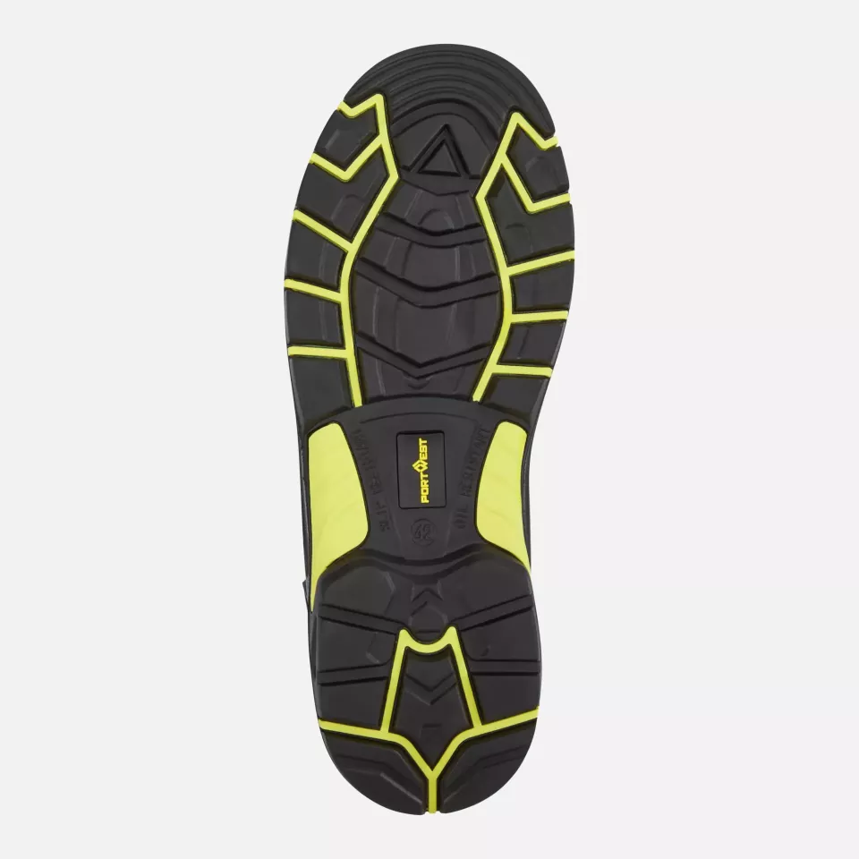 Portwest FC18BKY, Composite Action Leder Stiefel S3S ESD HRO SR SC FO, Schwarz/Gelb, image 4, gallery thumbnail