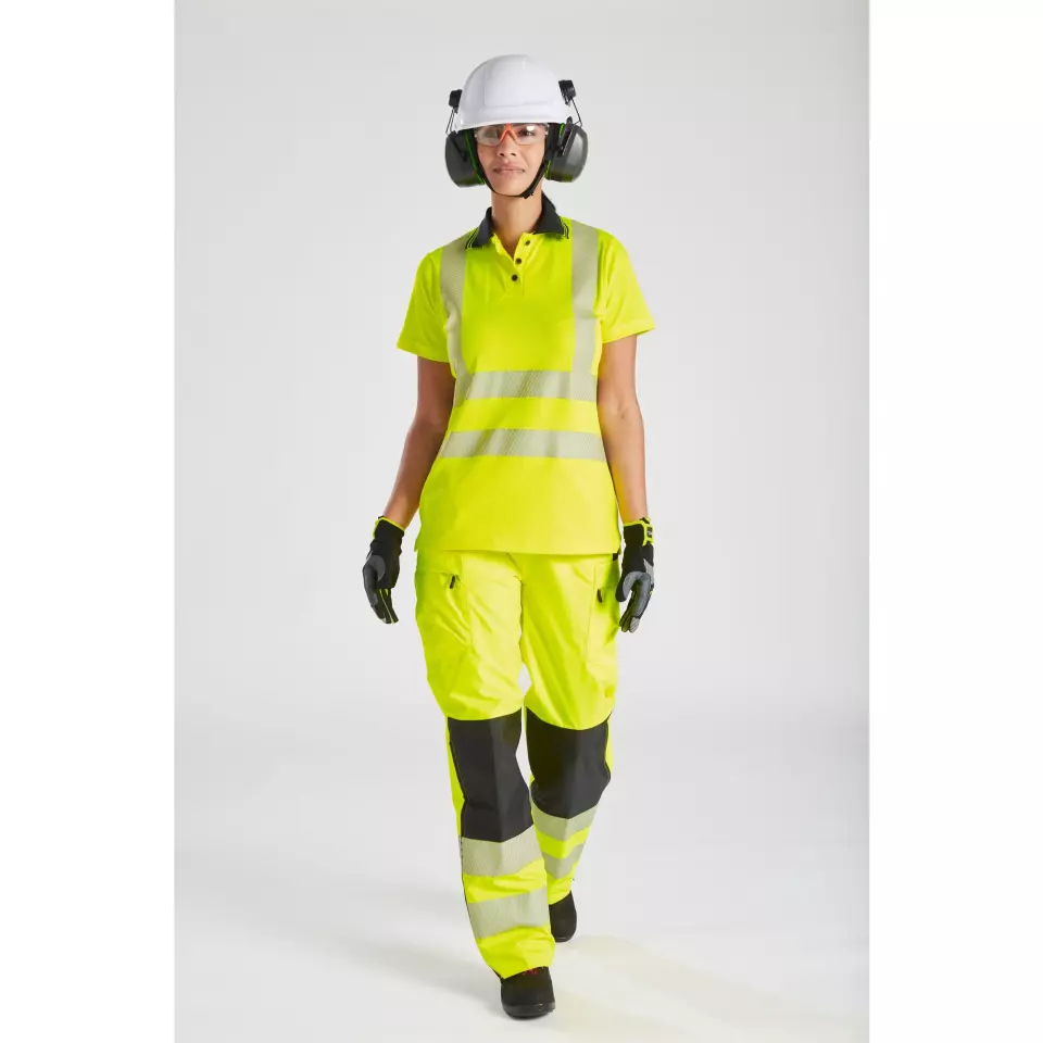 Portwest LW72YBR, Hi-Vis Women's Cotton Comfort Pro Polo Shirt S/S, Yellow/Black, image 4, gallery thumbnail