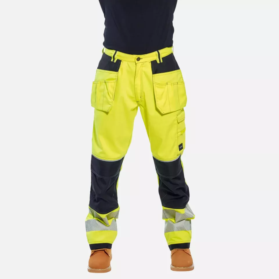 Portwest T501YBR, PW3 Hi-Vis Holster Pocket Work Trousers, Yellow/Black, image 2, gallery thumbnail