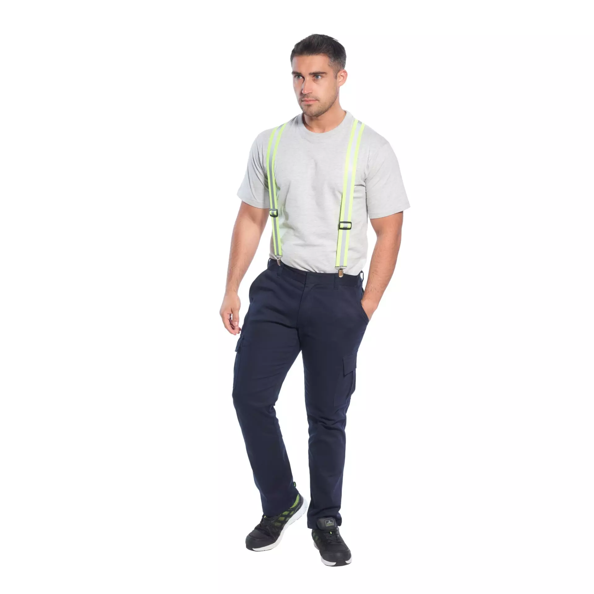 Portwest HV56YER, Hi-Vis Trousers Braces, Yellow, image 2