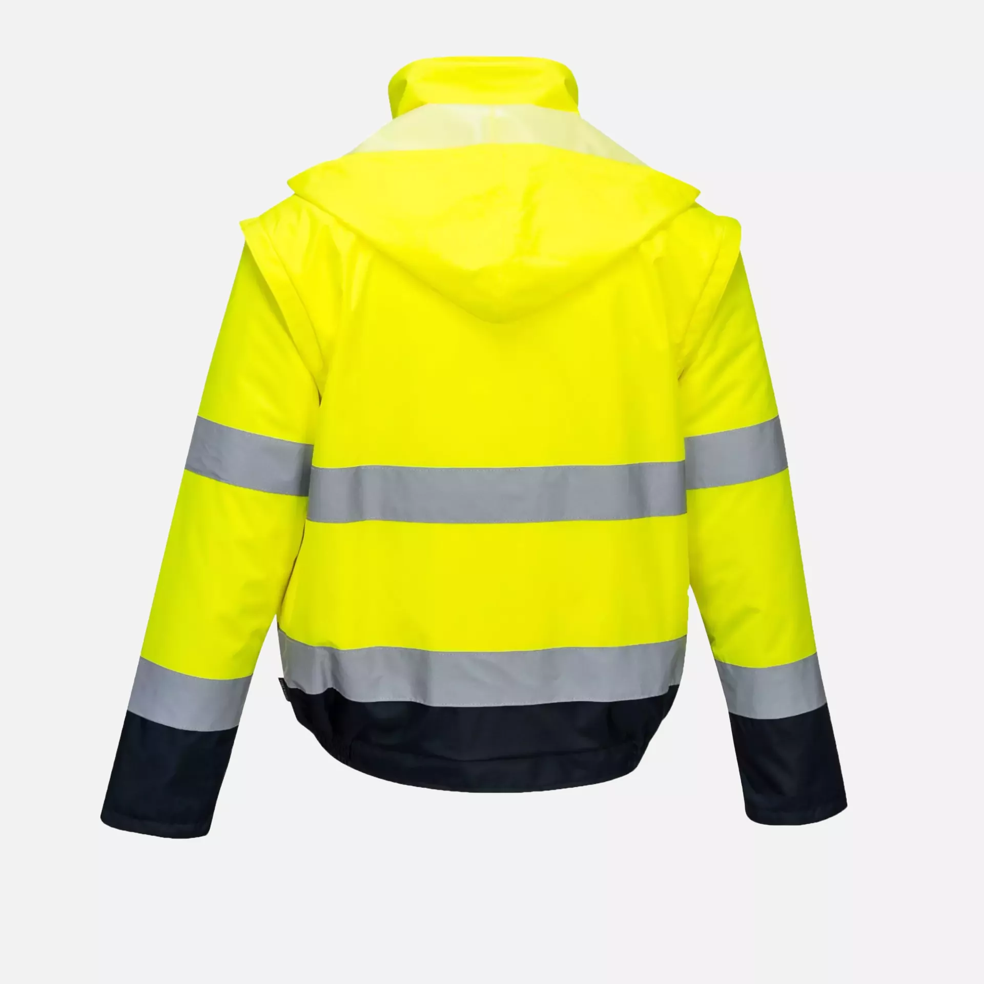Portwest C464YNR, Hi-Vis 2-in-1 Contrast Essential Lite Bomber Jacket, Yellow/Navy, image 3