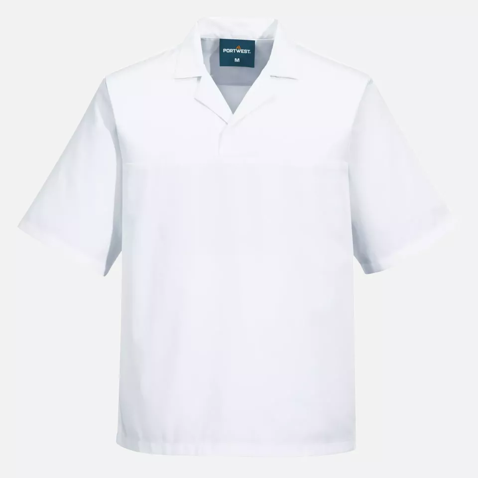 Portwest 2209WHR, Baker's No Pocket Shirt S/S, White, image 1, gallery thumbnail