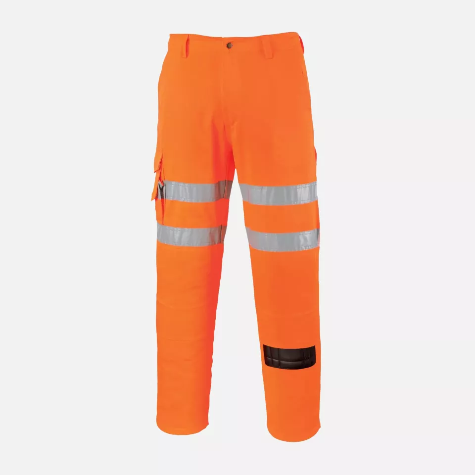 Portwest RT46ORT, Hi-Vis Rail Work Trousers, Orange Tall, image 1, gallery thumbnail