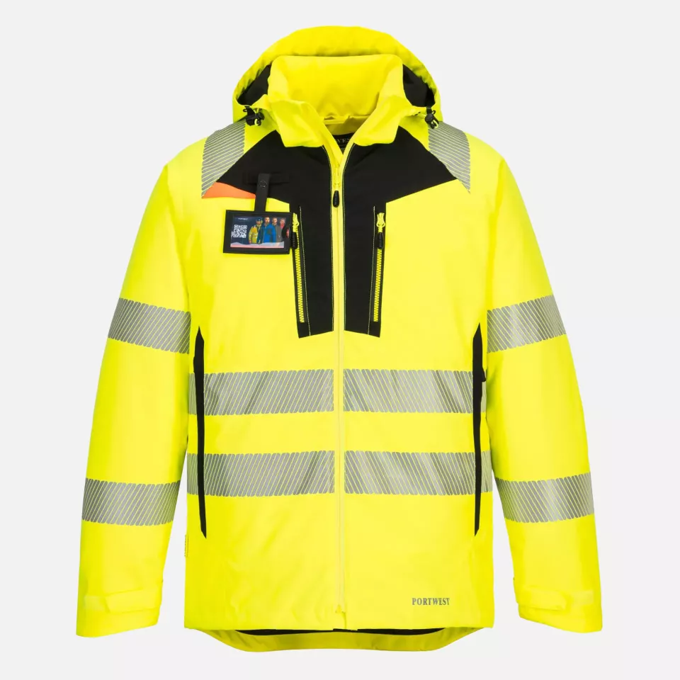 Portwest DX461YBR, DX4 Hi-Vis Winter Jacket, Yellow/Black, image 6, gallery thumbnail