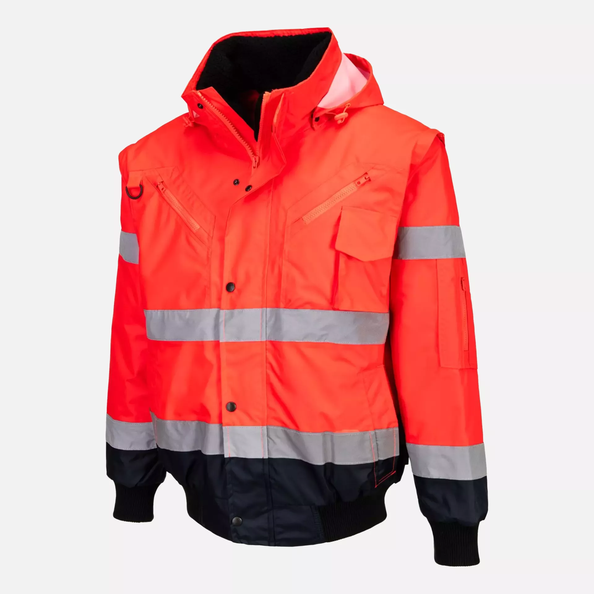 Portwest C465RNR, Hi-Vis 3-in-1 Contrast Bomber Jacket, Red/Navy, image 3