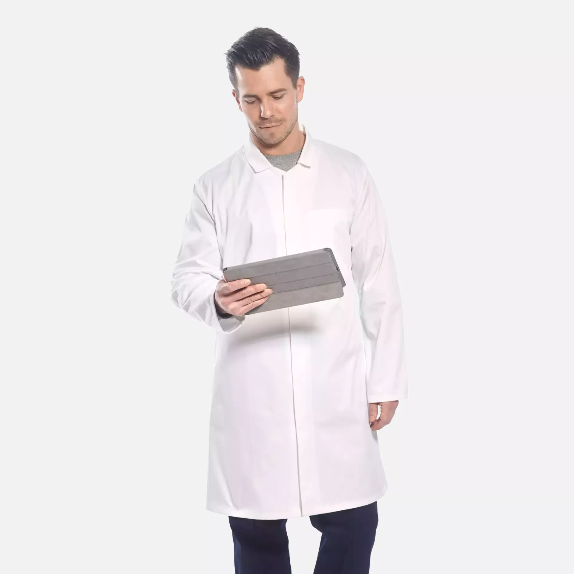 Portwest 2202WHR, Food Industry Men's 1 Pocket Coat, White, image 3