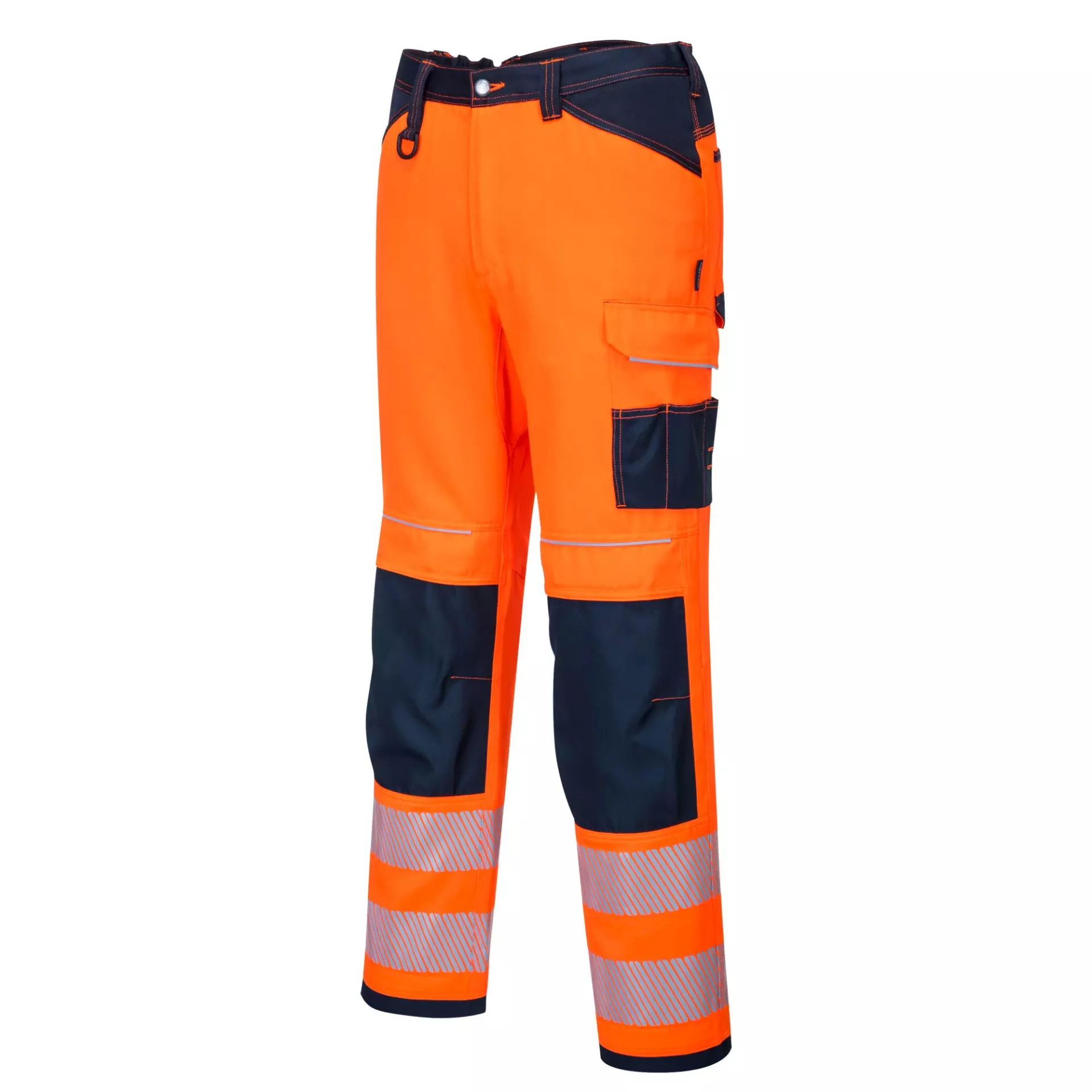 Portwest PW340ONR, PW3 Hi-Vis Work Trousers, Orange/Navy, image 1