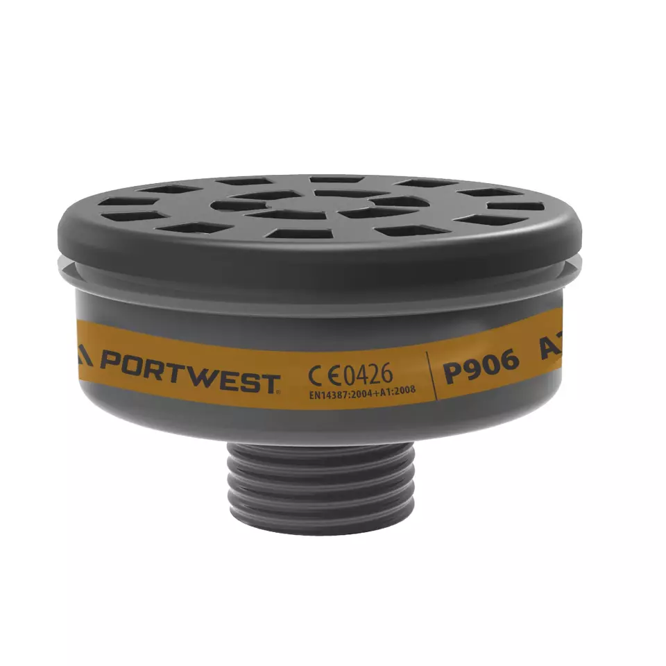 Portwest P906BKR, A2 Gas Filter Universal Thread, Black, image 1, gallery thumbnail