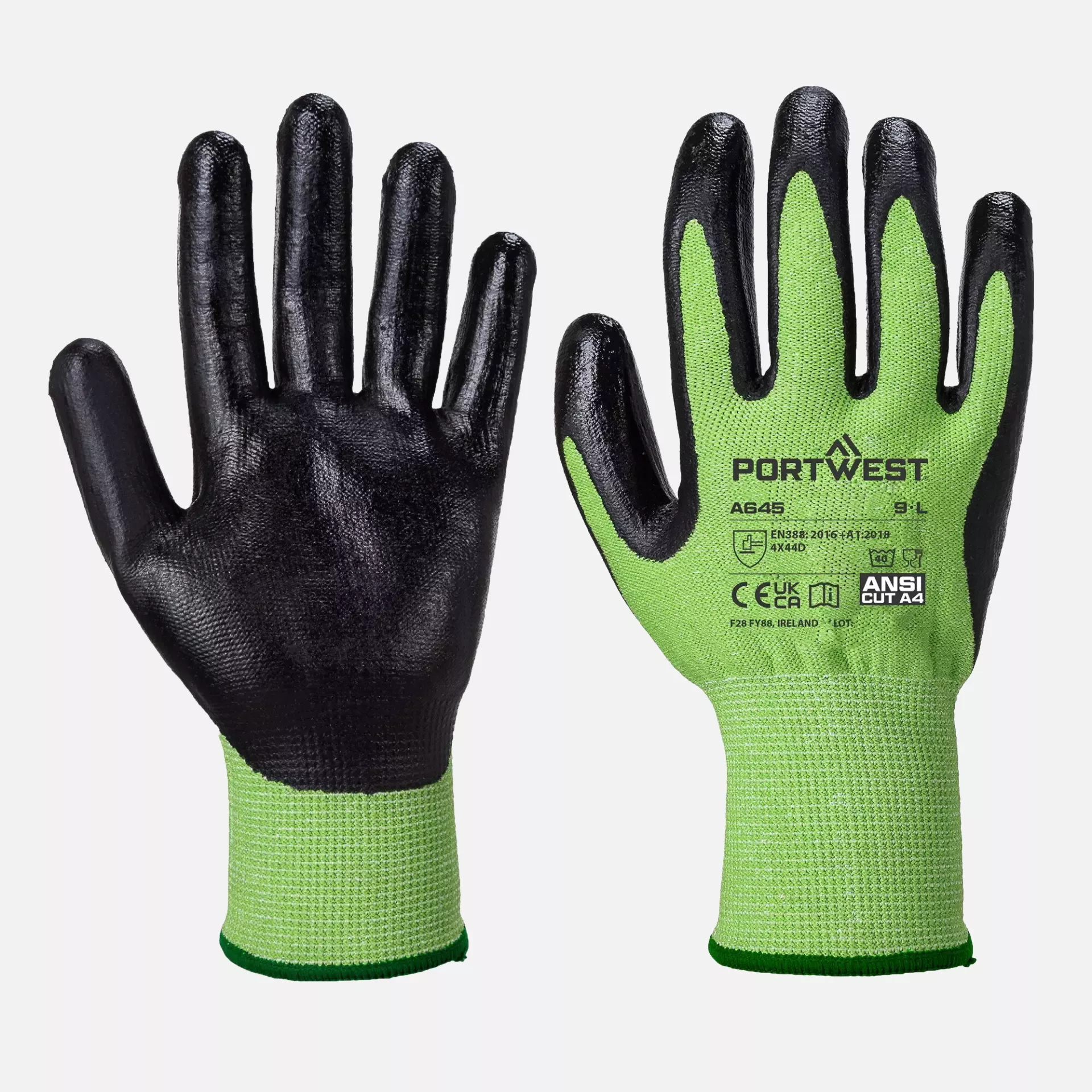 Portwest A645E8R, Green Cut Glove - Nitrile Foam, Green/Black, image 3