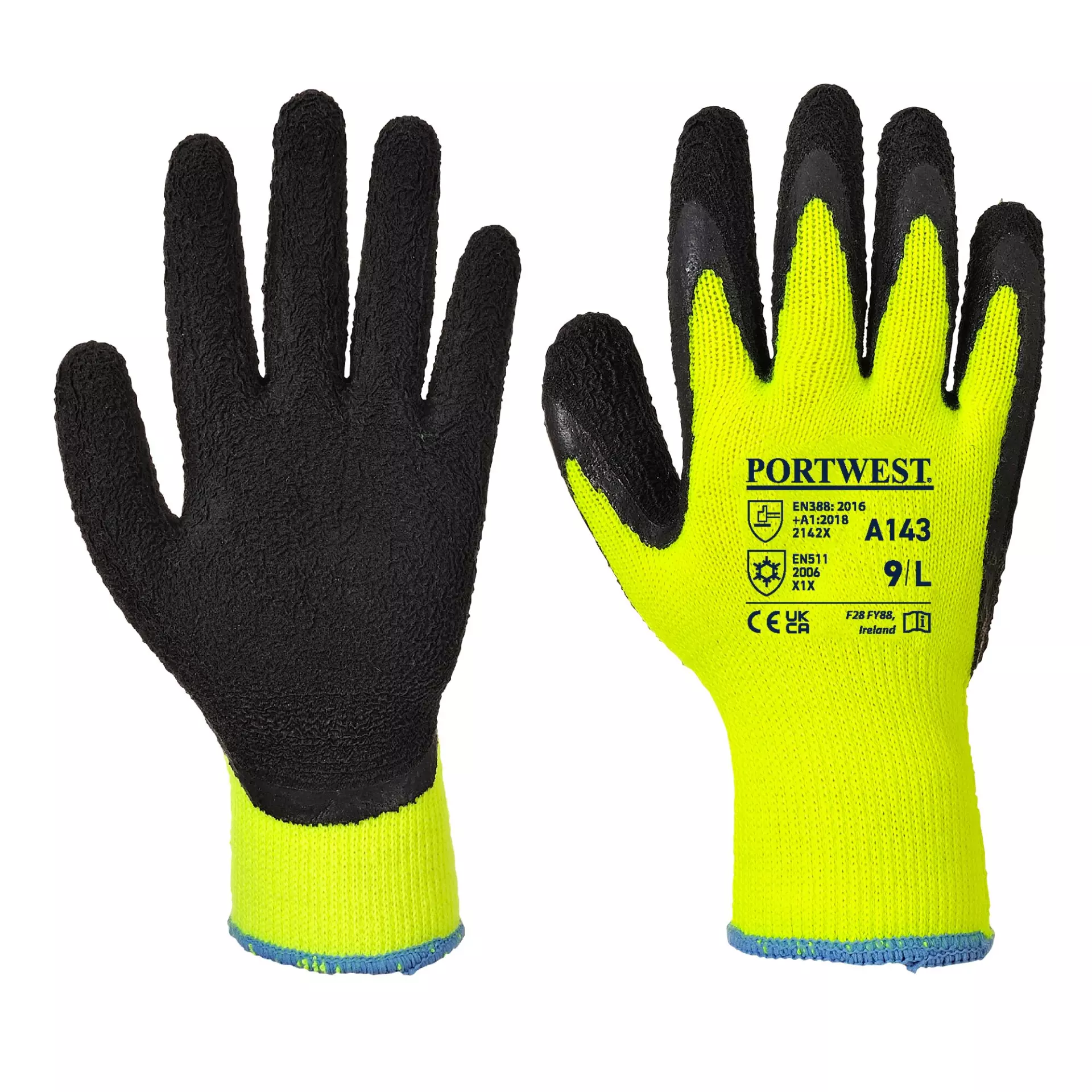 Portwest A143Y8R, Thermal Soft Grip Glove, Yellow/Black, image 1