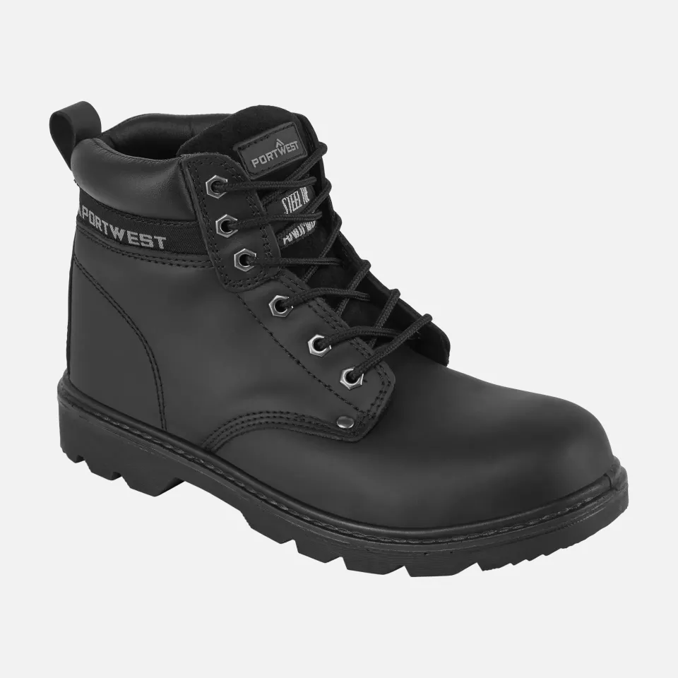Portwest FW11BKR, Steel Leather Ankle Boot S3 SR, Black, image 2, gallery thumbnail