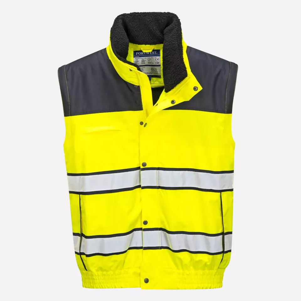 Portwest C466YNR, Hi-Vis 3-in-1 Contrast Winter Bomber Jacket, Yellow/Navy, image 2, gallery thumbnail