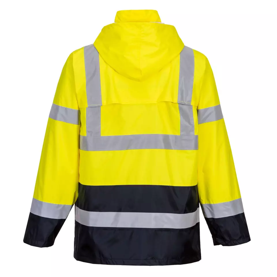 Portwest H443YNR, Hi-Vis Contrast Classic Rain Jacket, Yellow/Navy, image 2, gallery thumbnail