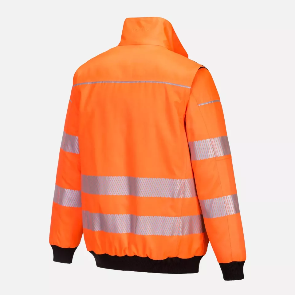 Portwest PW302OBR, PW3 Hi-Vis 3-in-1 Pilot Jacket, Orange/Black, image 5, gallery thumbnail