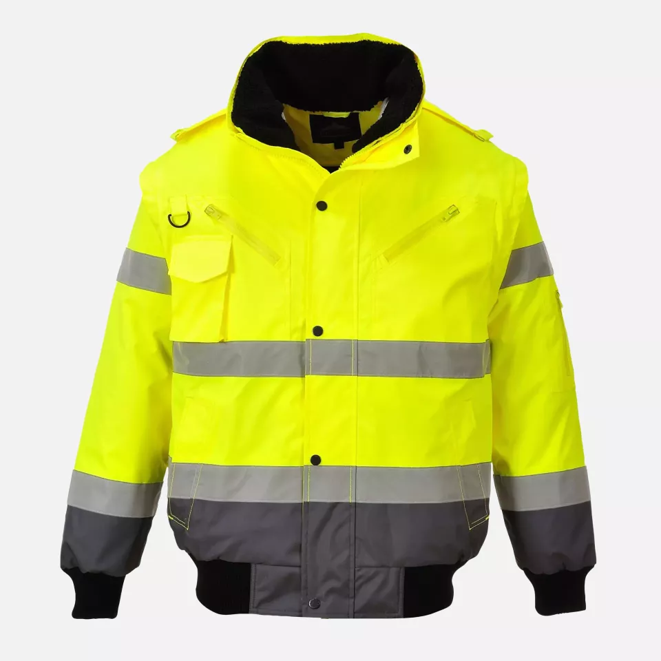 Portwest C465YGY, Hi-Vis 3-in-1 Contrast Bomber Jacket, Yellow/Grey, image 9, gallery thumbnail