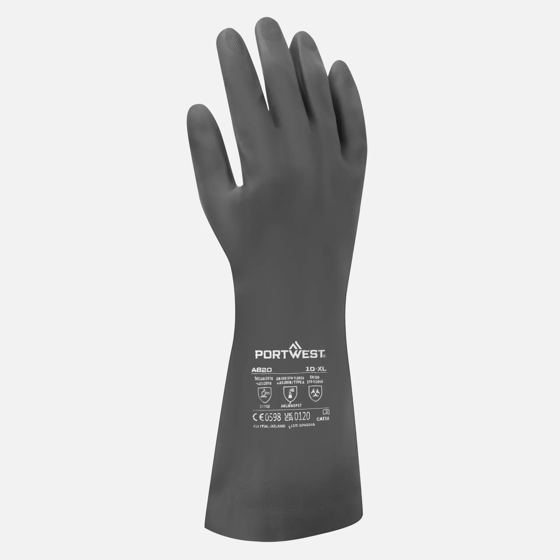 Portwest A820BKR, Neopren-Chemikalienschutzhandschuh, Schwarz, image 2