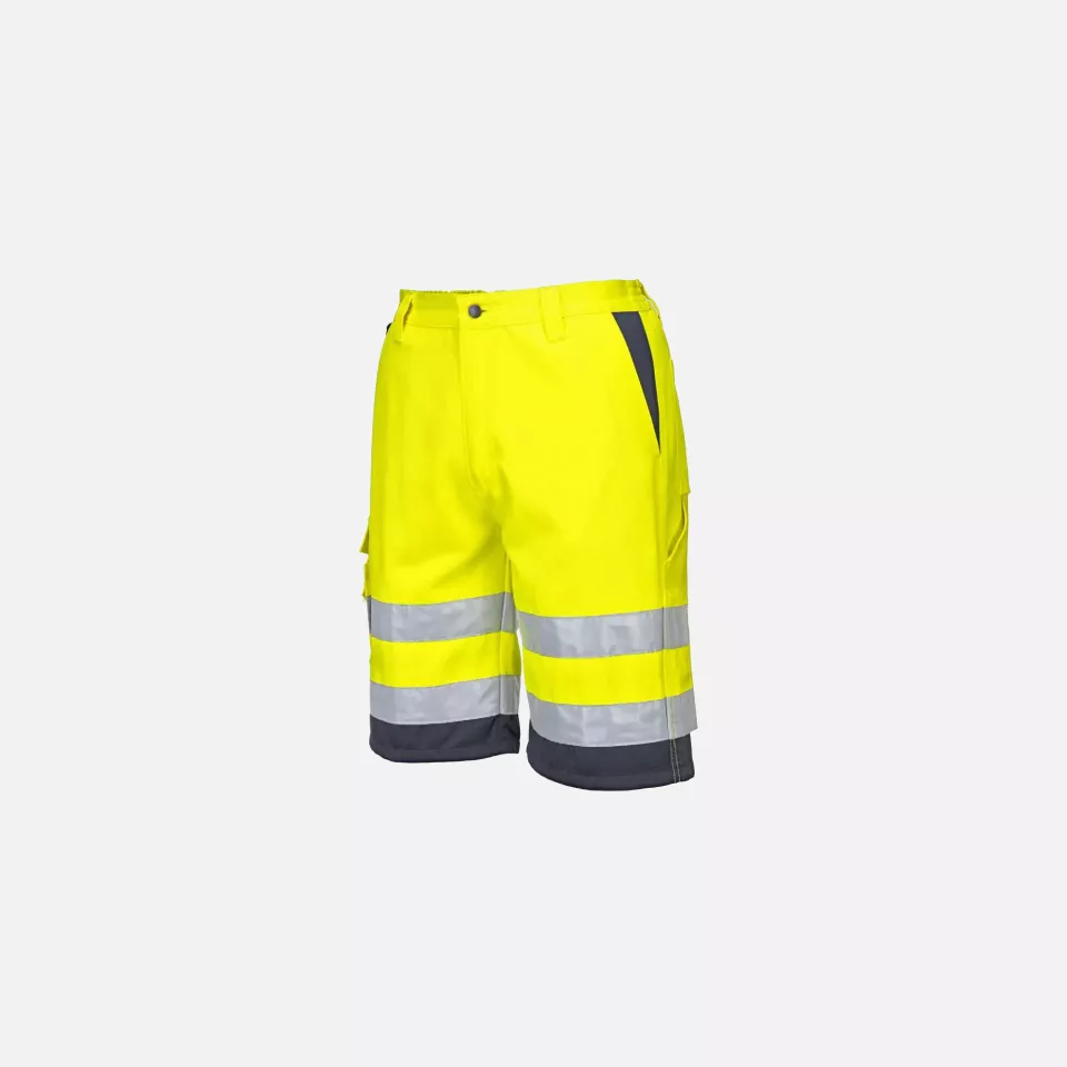 Portwest L043YNR, Hi-Vis Lightweight Polycotton Shorts, Yellow/Navy, image 4, gallery thumbnail
