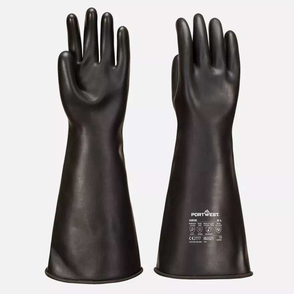 Portwest A802BKR, Heavyweight Latex Rubber Gauntlet, Black, image 3, gallery thumbnail