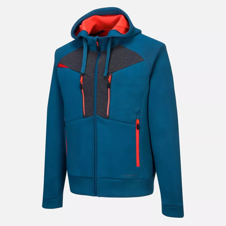 Portwest DX472MBR, DX4 Zipped Hoodie, Metro Blue, image 3, gallery thumbnail