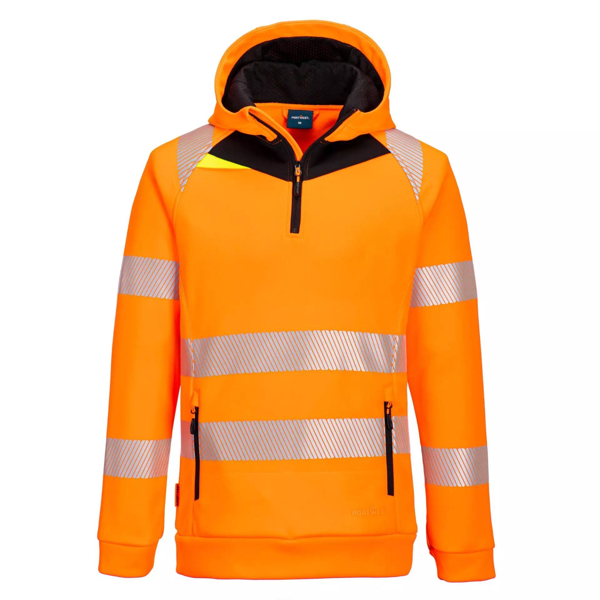 Portwest DX482OBR, DX4 Hi-Vis 1/4 Zip Hoodie, Orange/Black, image 1