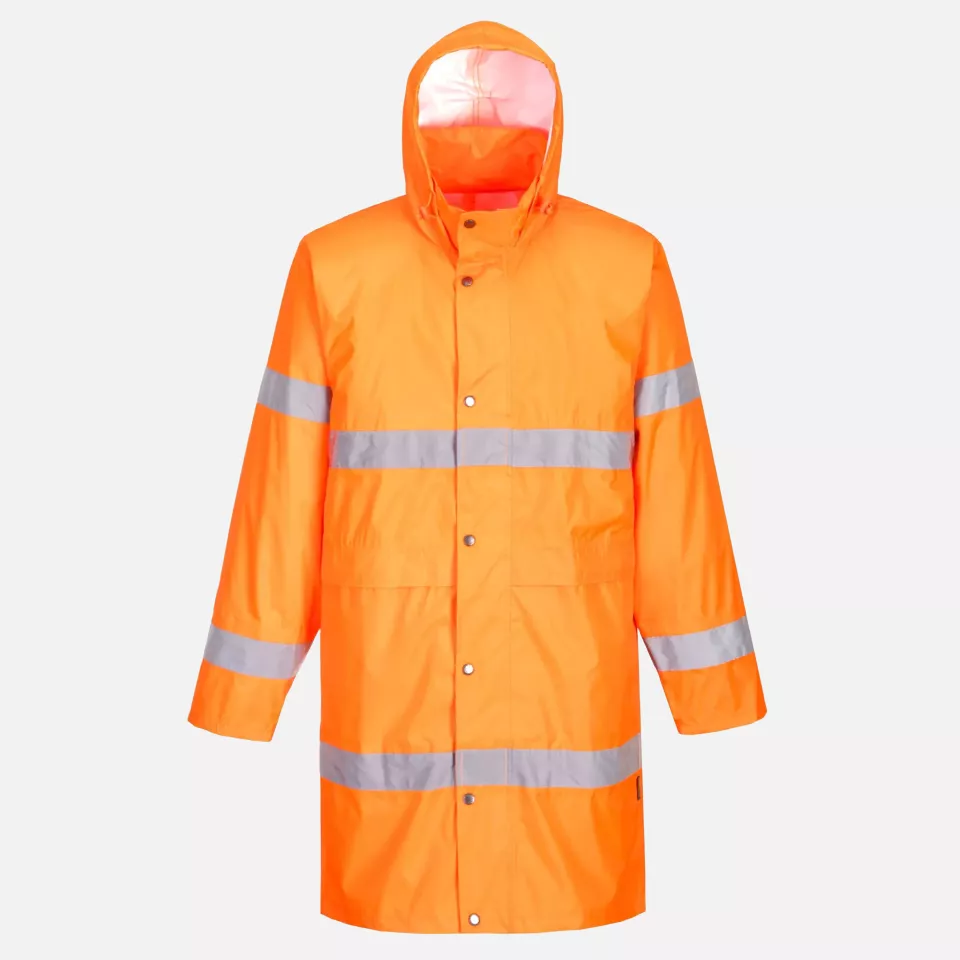Portwest H442ORR, Hi-Vis Rain Coat 100cm, Orange, image 1, gallery thumbnail