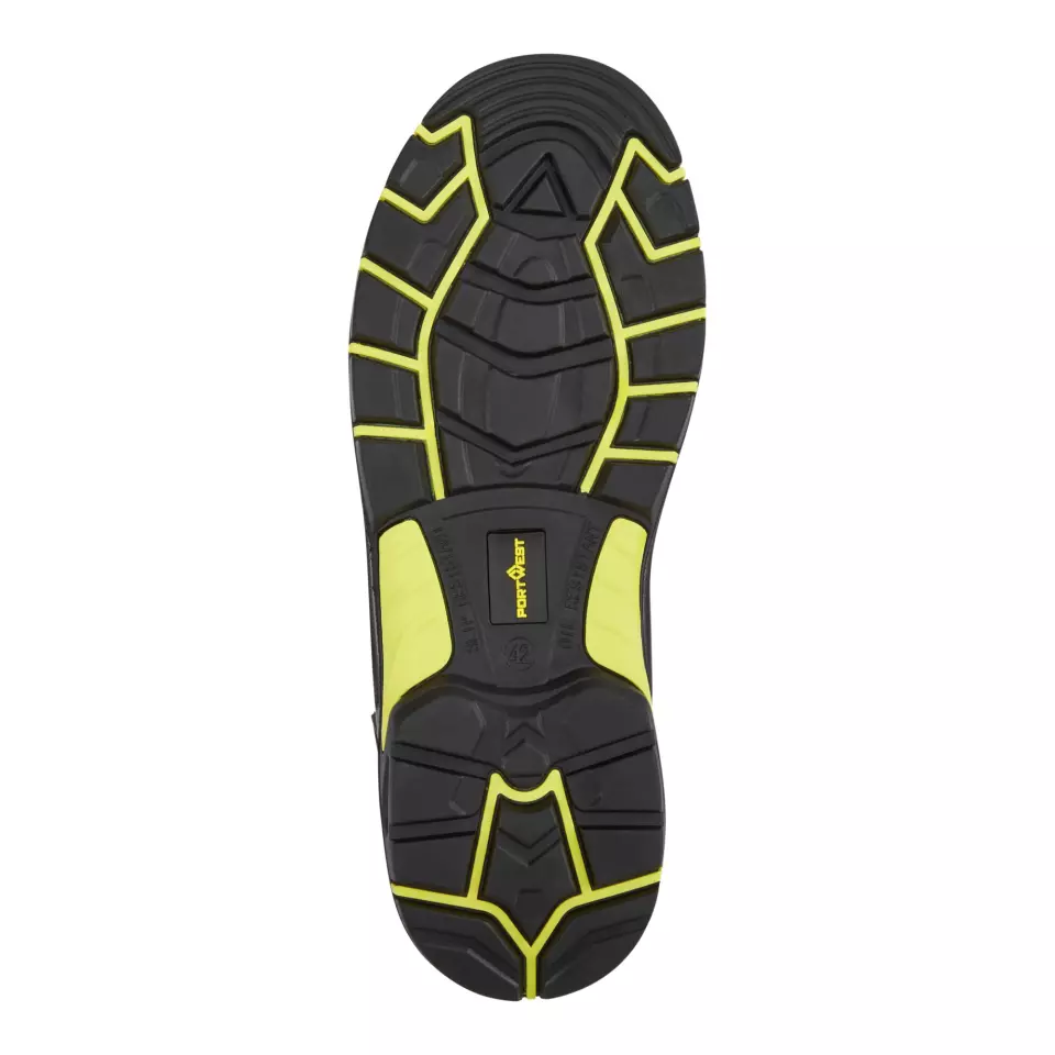 Portwest FC18BKY, Composite Action Leather Mid Boot S3S ESD HRO SR SC FO, Black/Yellow, image 4, gallery thumbnail