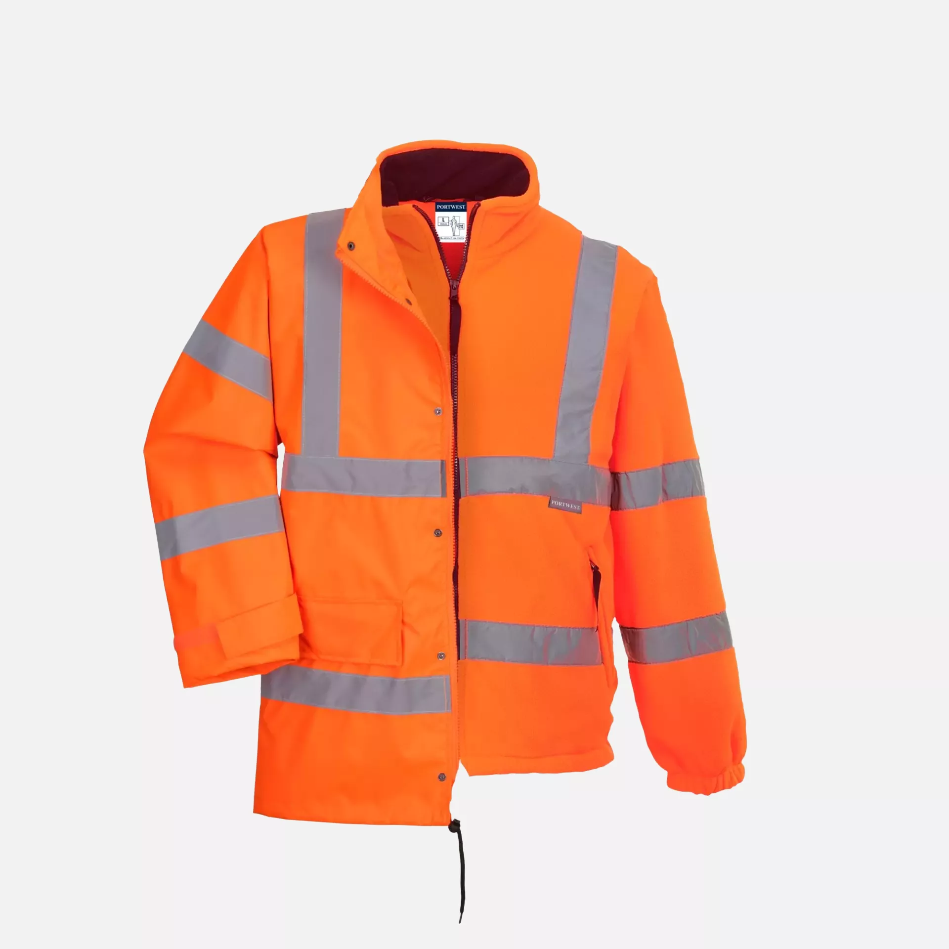Portwest RT63ORR, Hi-Vis Breathable Interactive Rain Traffic Jacket, Orange, image 5