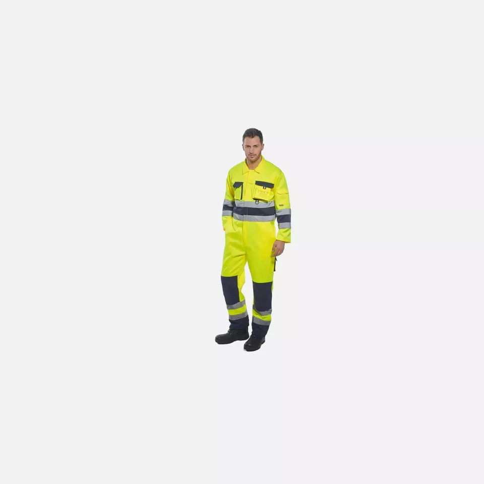 Portwest TX55YNR, Nantes Hi-Vis Contrast Work Coverall, Yellow/Navy, image 6, gallery thumbnail