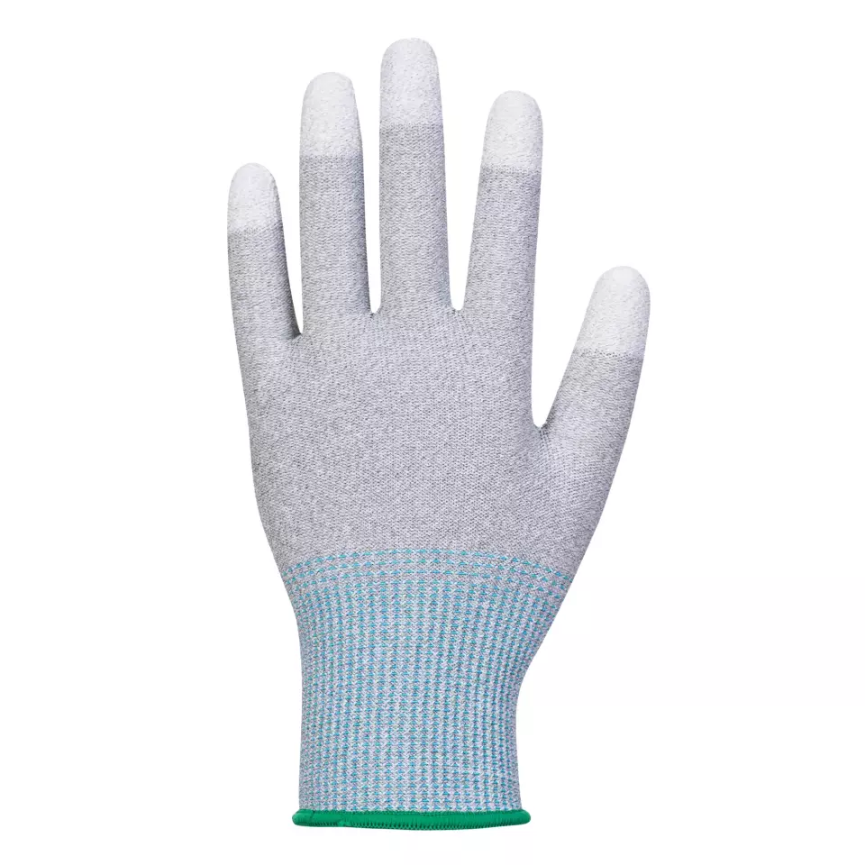 Portwest A698G6R, MR13 ESD PU Fingertip Glove, Grey/White, image 2, gallery thumbnail