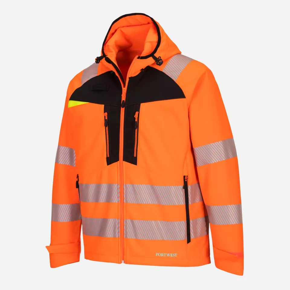 Portwest DX475OBR, DX4 Hi-Vis Softshell (3L), Orange/Black, image 2, gallery thumbnail