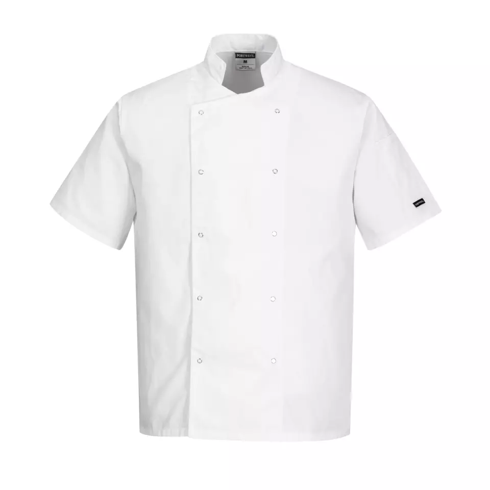 Portwest C733WHR, Chef's Cumbria Jacket S/S, White, image 1, gallery thumbnail