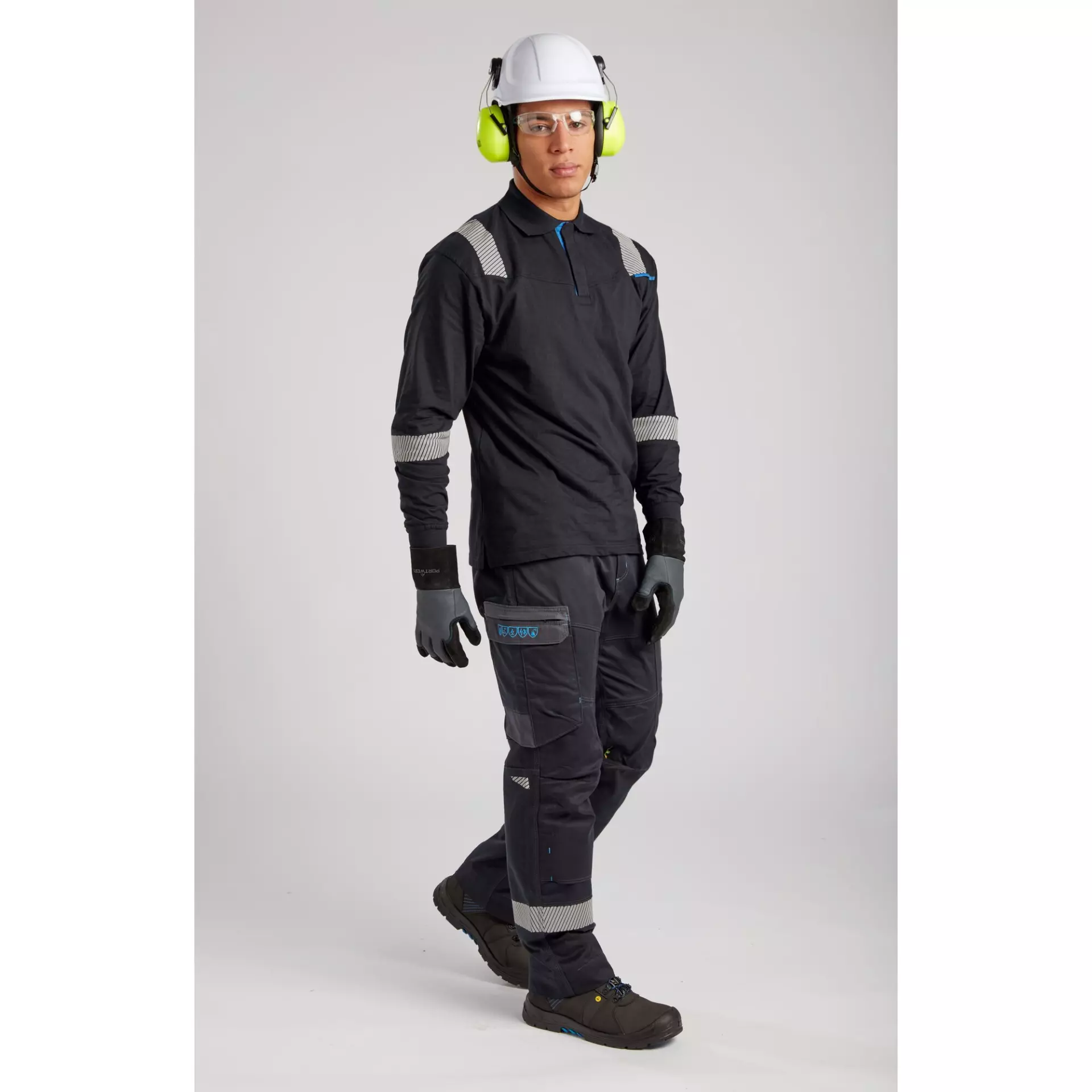 Portwest FR711BKR, WX3 FR Modaflame Long Sleeve Polo, Black, image 3