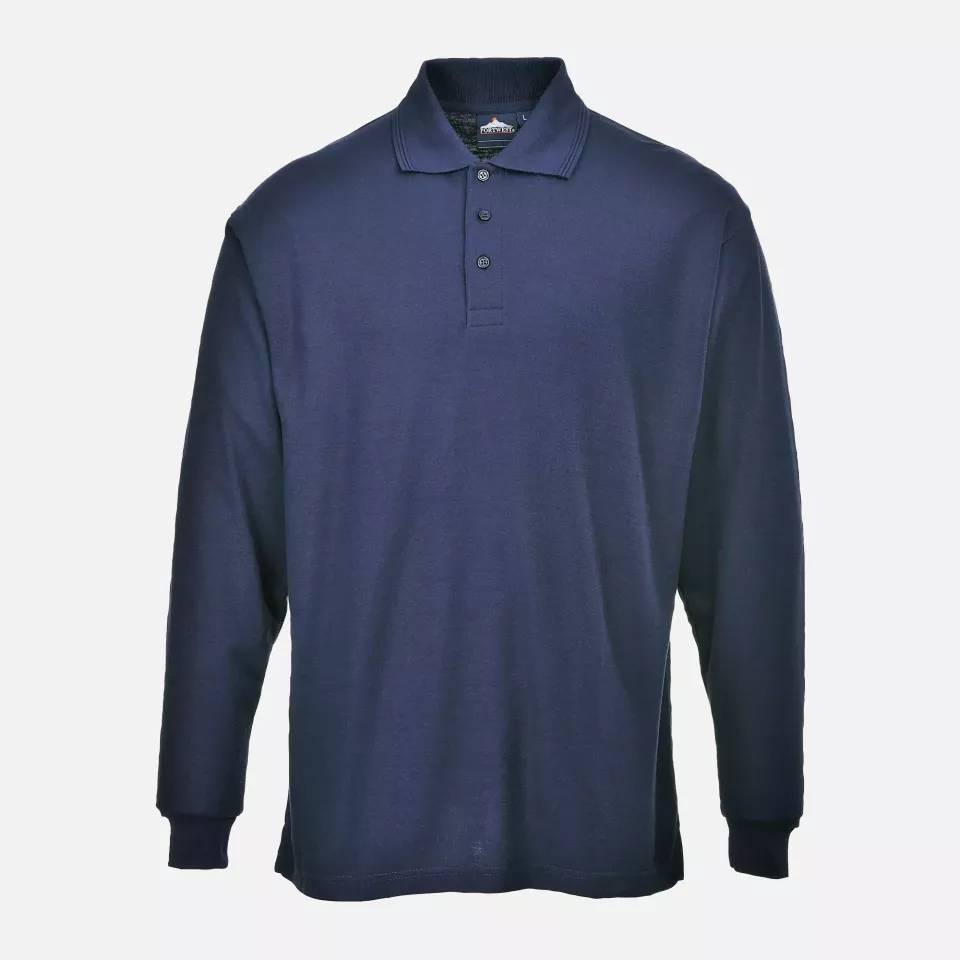 Portwest B212NAR, Genoa Long Sleeved Polo Shirt, Navy, image 2, gallery thumbnail