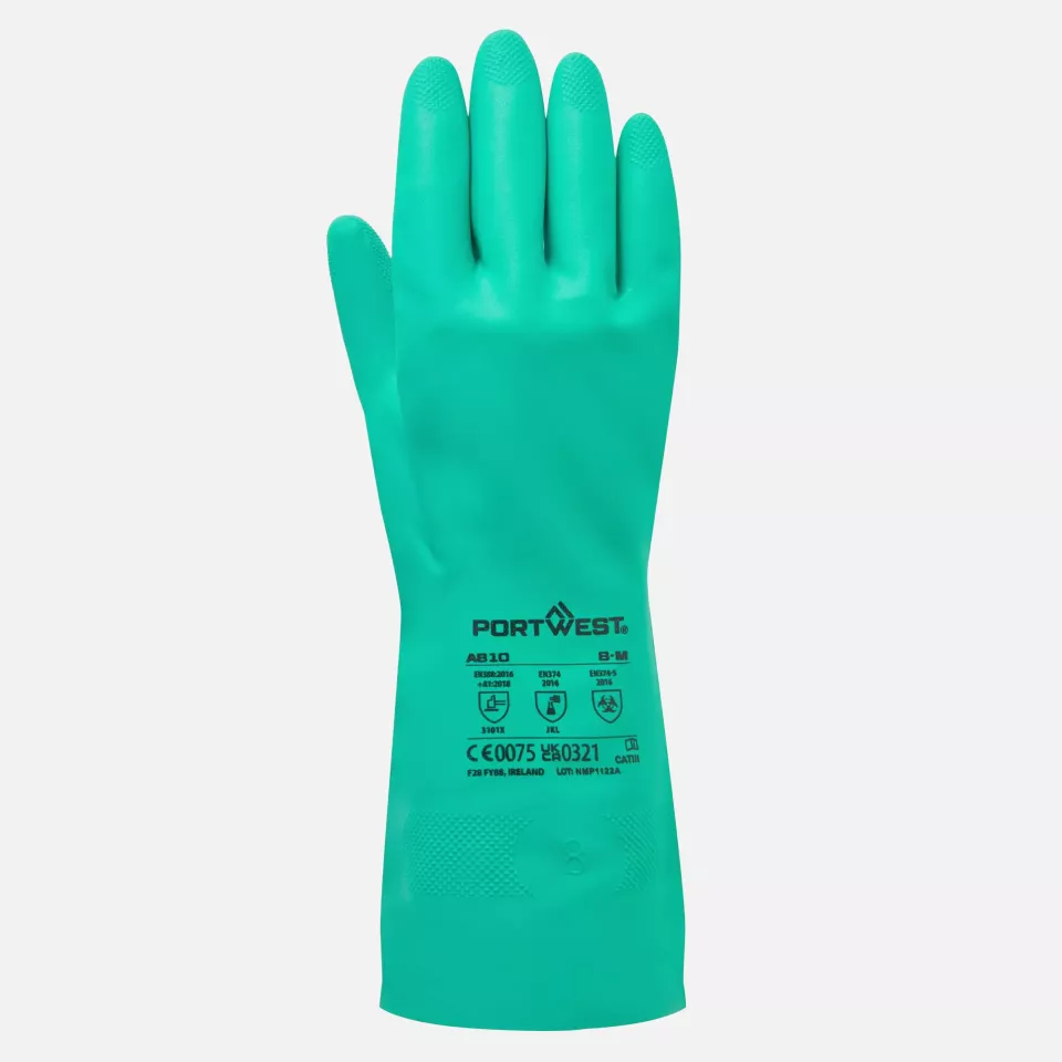 Portwest A810GNR, Nitrosafe Chemical Gauntlet, Green, image 1, gallery thumbnail