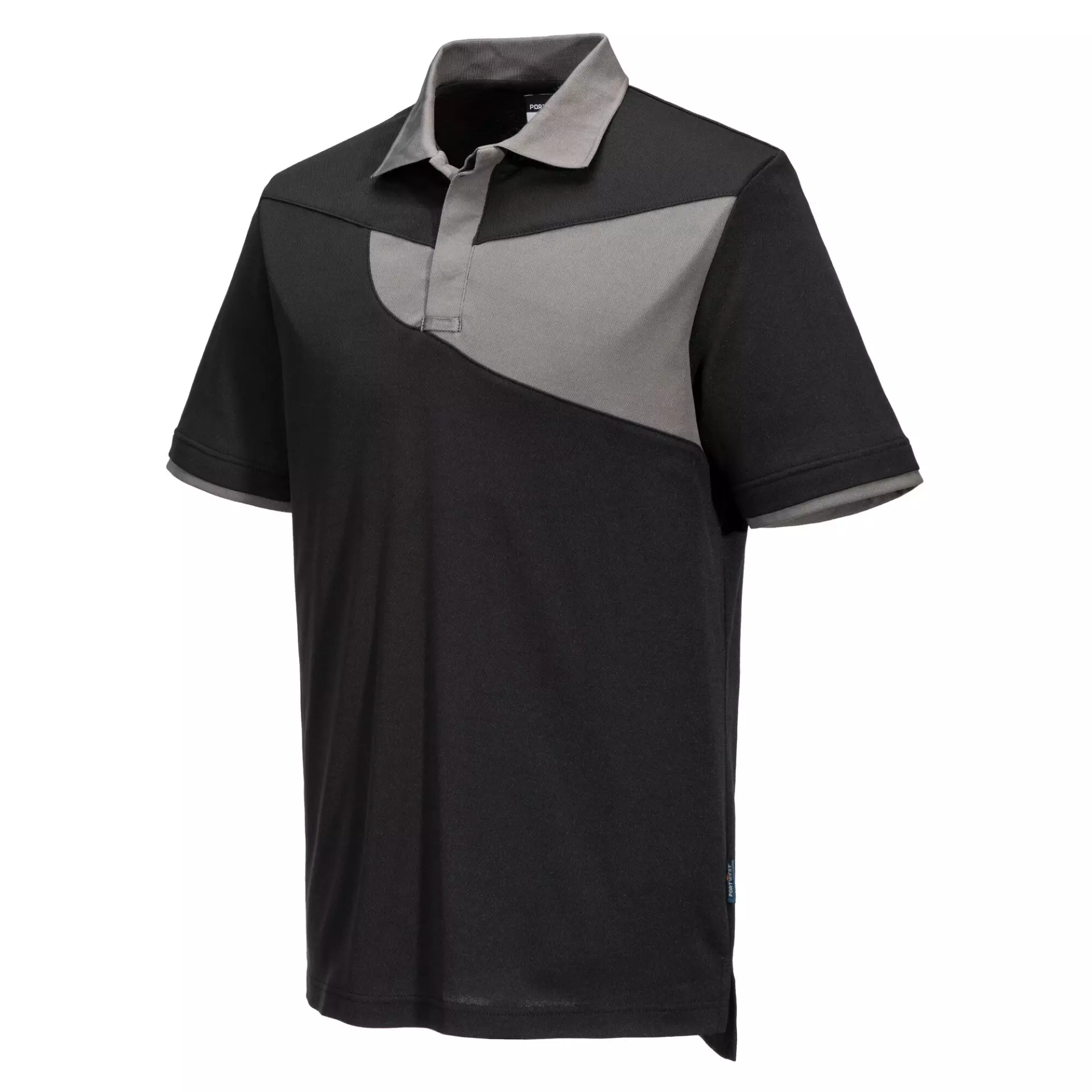 Portwest PW210BZR, PW2 Cotton Comfort Polo Shirt S/S, Black/Zoom Grey, image 4